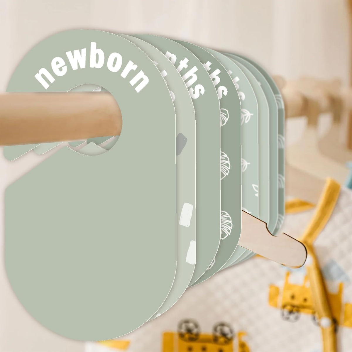 Baby Closet Dividers 8 Pack – Baby Clothes Organizer, Green Leaf Baby Closet Organizer for Neutral Nursery, Baby Clothes Dividers for Closet (Green)