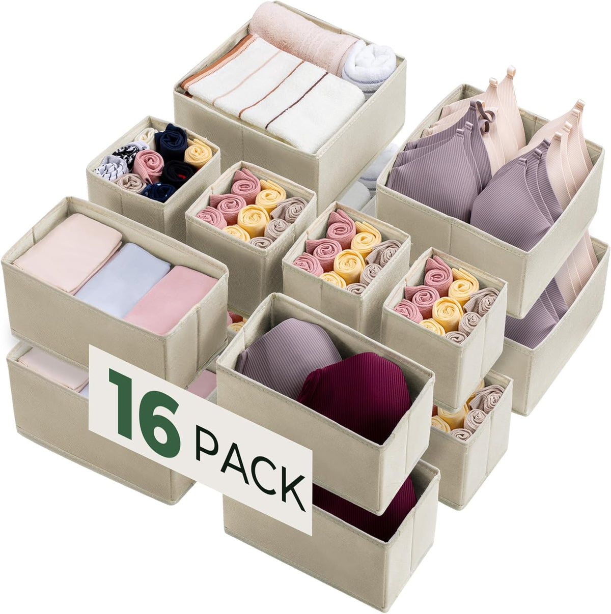 16 Pack Drawer Organizer Clothes Dresser Organizers for Clothing