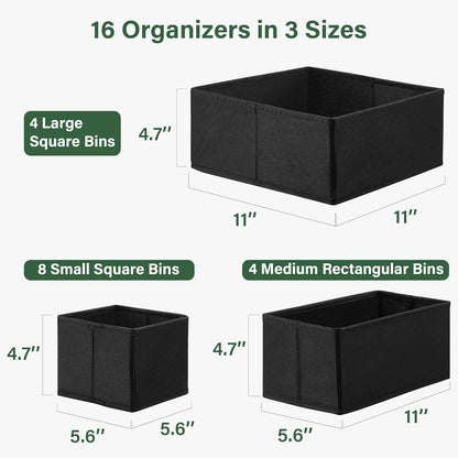 16 Pack Drawer Organizer Clothes Dresser Organizers for Clothing