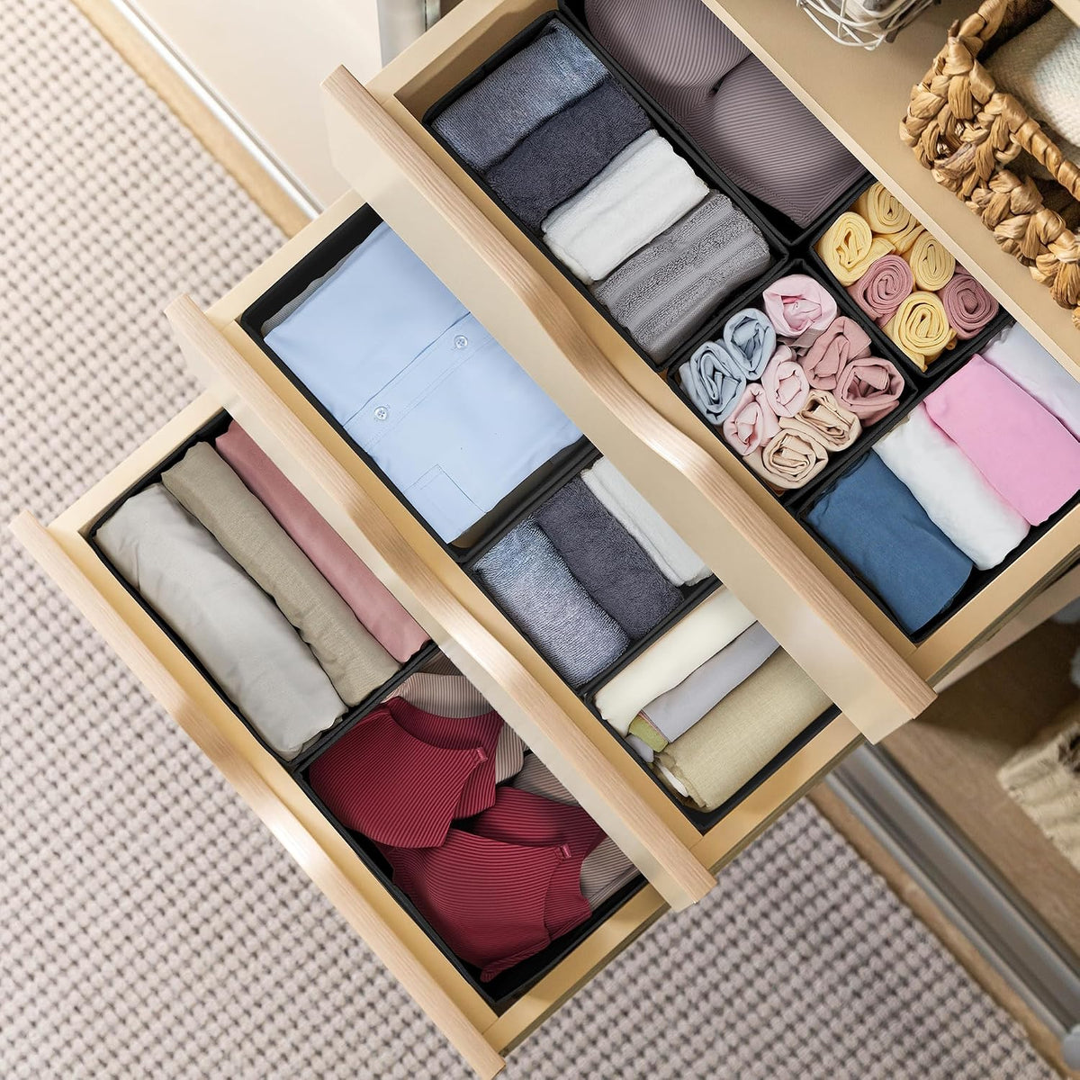 16 Pack Drawer Organizer Clothes Dresser Organizers for Clothing