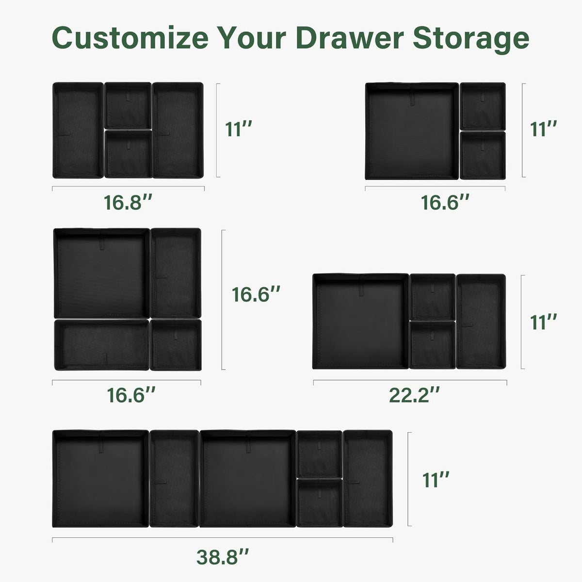 16 Pack Drawer Organizer Clothes Dresser Organizers for Clothing