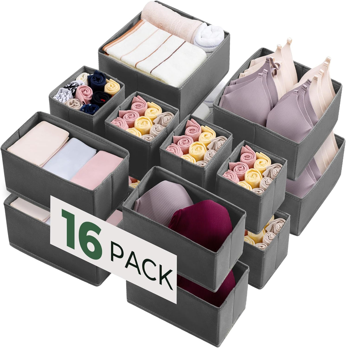 16 Pack Drawer Organizer Clothes Dresser Organizers for Clothing