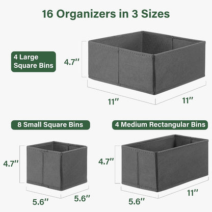 16 Pack Drawer Organizer Clothes Dresser Organizers for Clothing