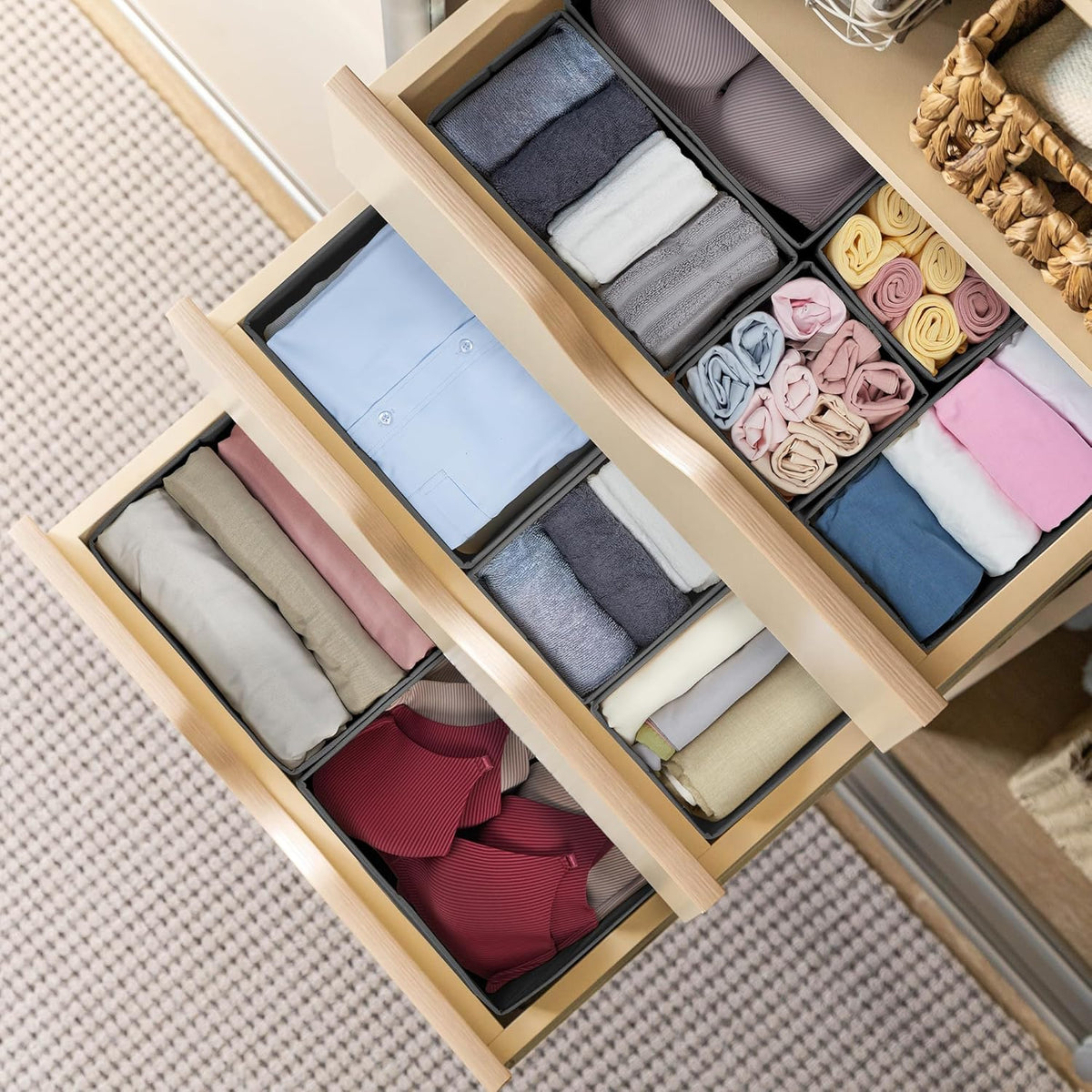 16 Pack Drawer Organizer Clothes Dresser Organizers for Clothing