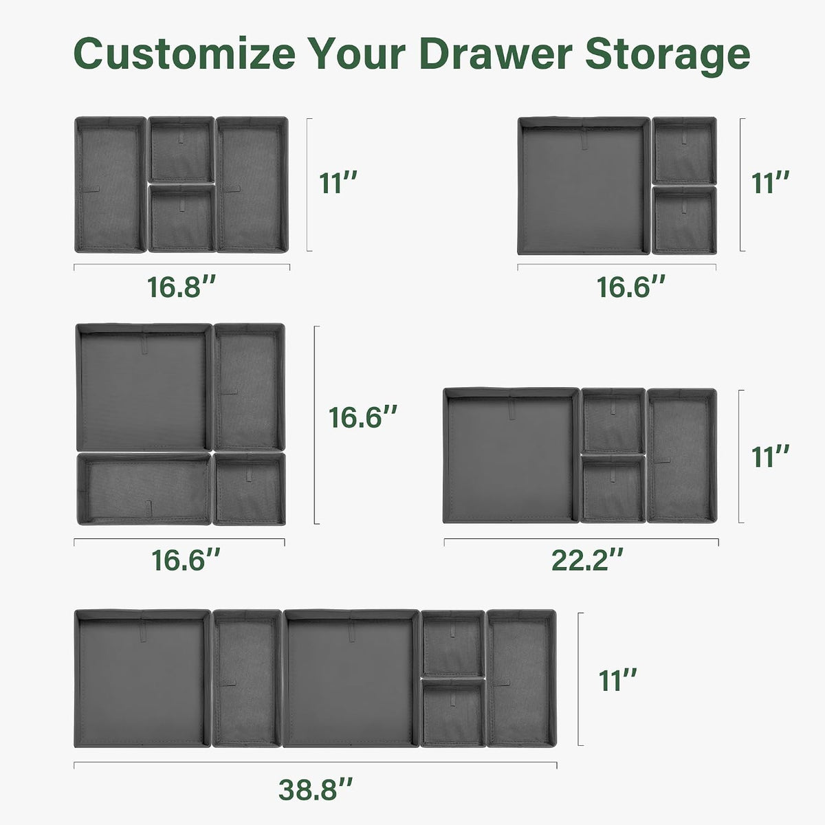 16 Pack Drawer Organizer Clothes Dresser Organizers for Clothing