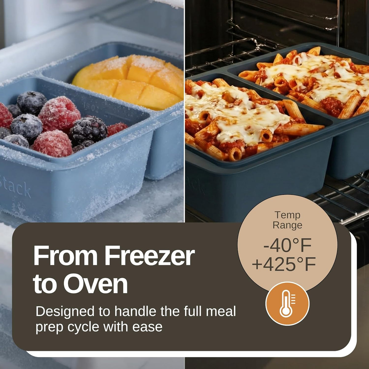 PopStack 8-Piece Silicone Freezer Molds with Lids – Platinum-Grade Silicone Food Storage Containers for Soup Cubes, Meal Prep & Freezer Storage – Microwave, Oven, Dishwasher & Freezer Safe – Dark Blue
