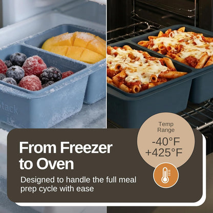 PopStack 8-Piece Silicone Freezer Molds with Lids – Platinum-Grade Silicone Food Storage Containers for Soup Cubes, Meal Prep & Freezer Storage – Microwave, Oven, Dishwasher & Freezer Safe – Dark Blue