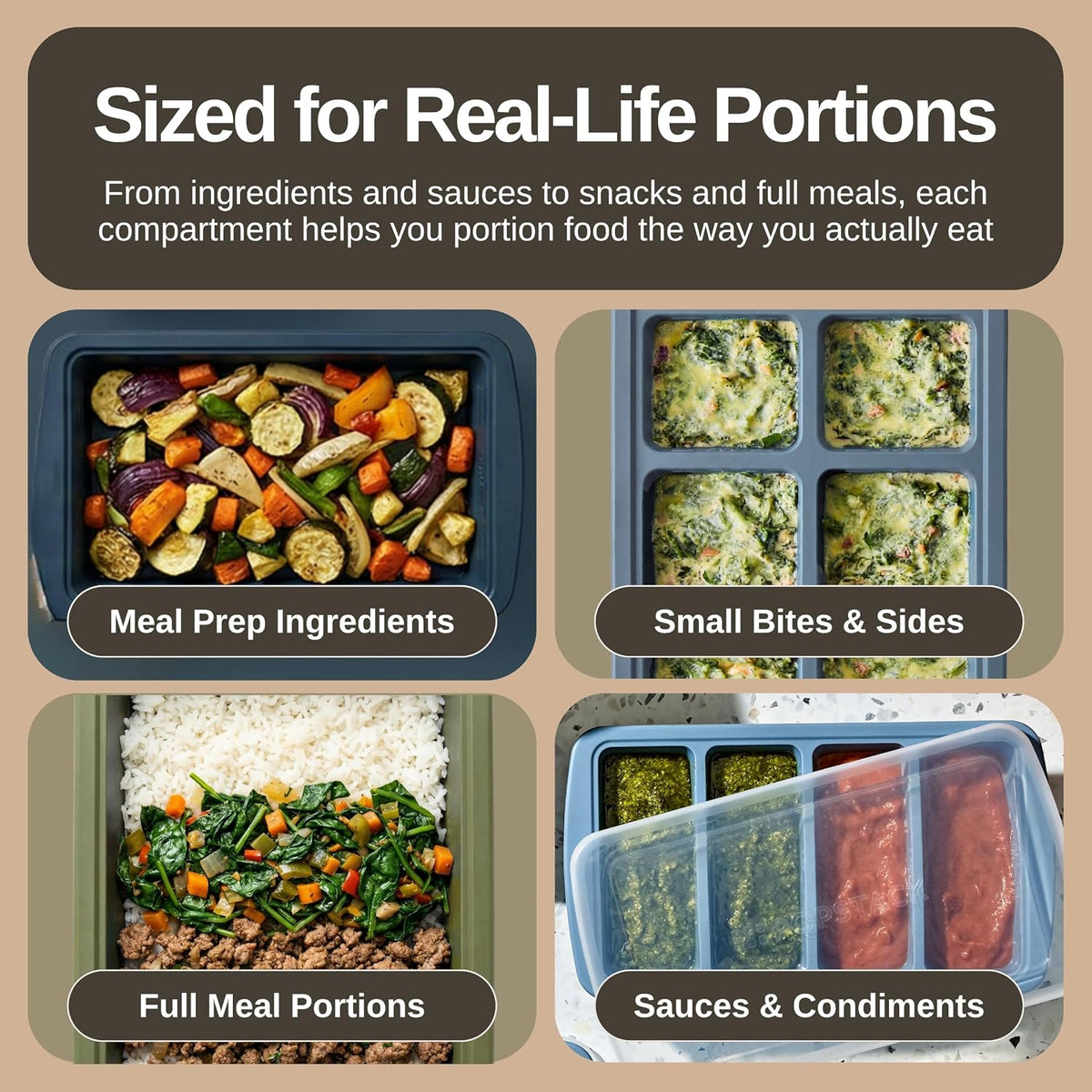 PopStack 8-Piece Silicone Freezer Molds with Lids – Platinum-Grade Silicone Food Storage Containers for Soup Cubes, Meal Prep & Freezer Storage – Microwave, Oven, Dishwasher & Freezer Safe – Dark Blue