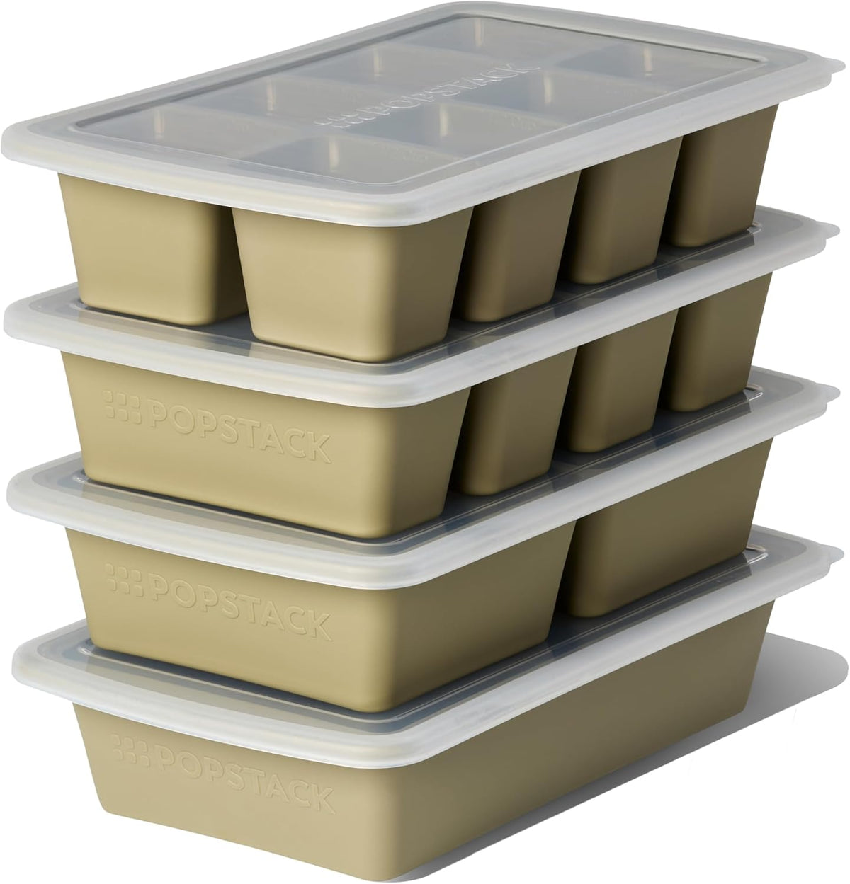 PopStack 8-Piece Silicone Freezer Molds with Lids – Platinum-Grade Silicone Food Storage Containers for Soup Cubes, Meal Prep & Freezer Storage – Microwave, Oven, Dishwasher & Freezer Safe – Dark Blue