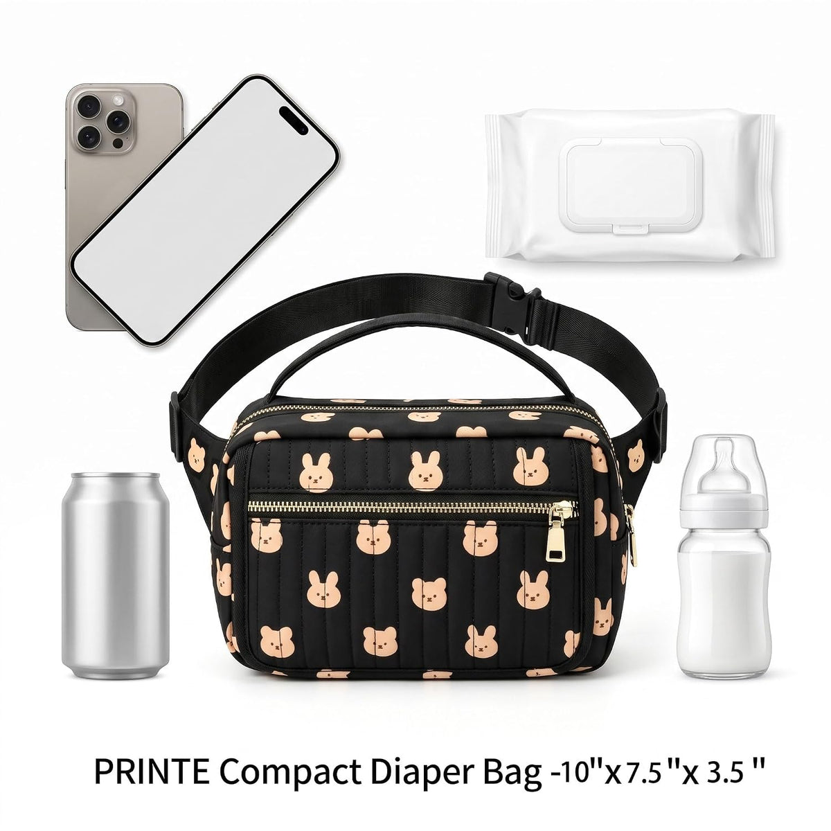 Small Diaper Bag with Portable Changing Pad, Crossbody Diaper Pack with Wipes Pocket, Women Waist Bag for Travel Stroller, Olive Green
