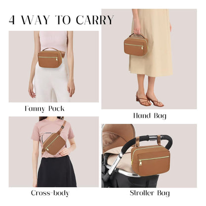 Small Diaper Bag with Portable Changing Pad, Crossbody Diaper Pack with Wipes Pocket, Women Waist Bag for Travel Stroller, Olive Green