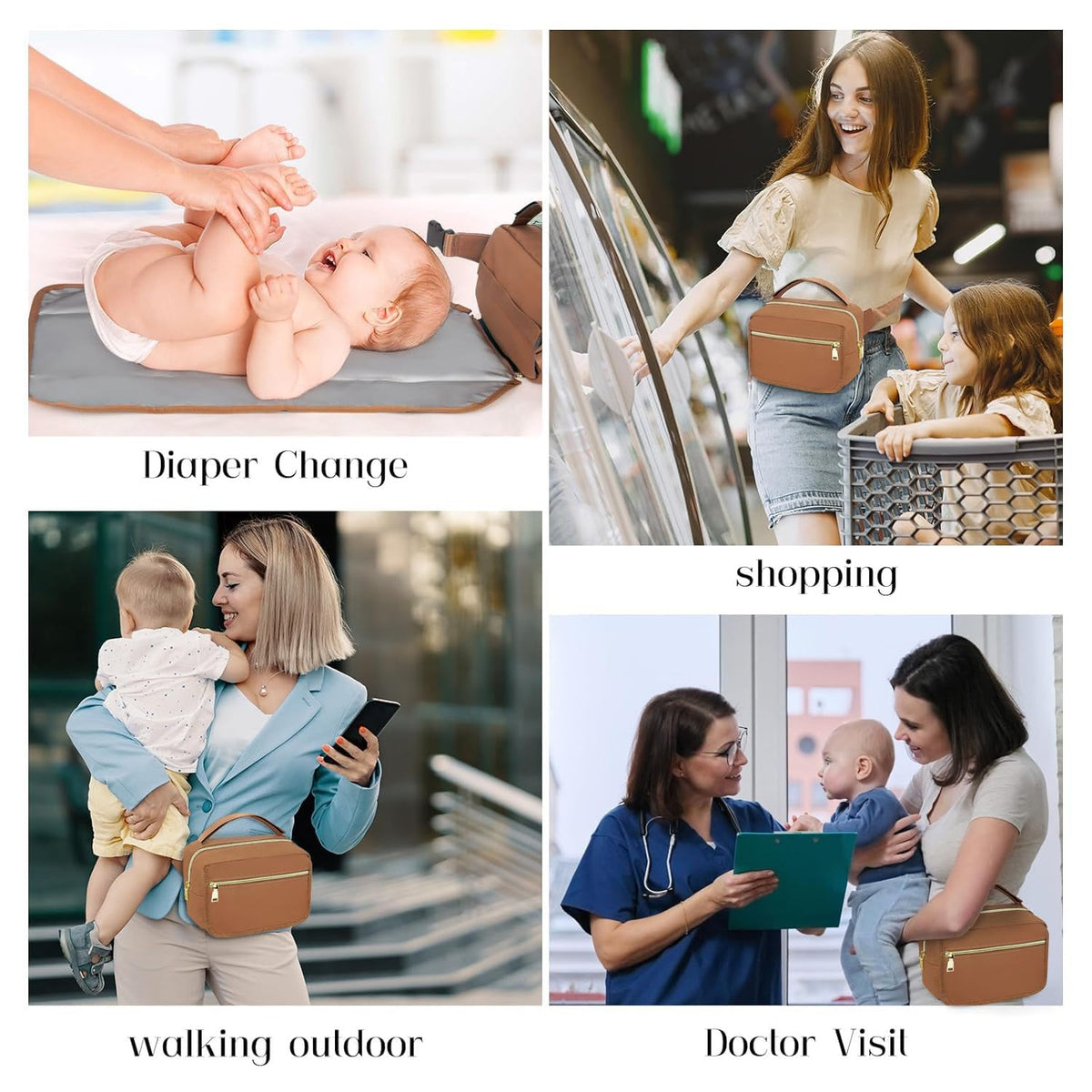 Small Diaper Bag with Portable Changing Pad, Crossbody Diaper Pack with Wipes Pocket, Women Waist Bag for Travel Stroller, Olive Green