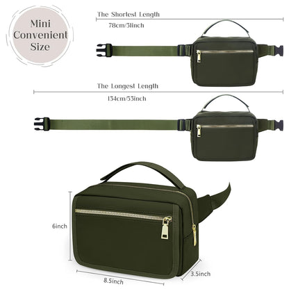 Small Diaper Bag with Portable Changing Pad, Crossbody Diaper Pack with Wipes Pocket, Women Waist Bag for Travel Stroller, Olive Green