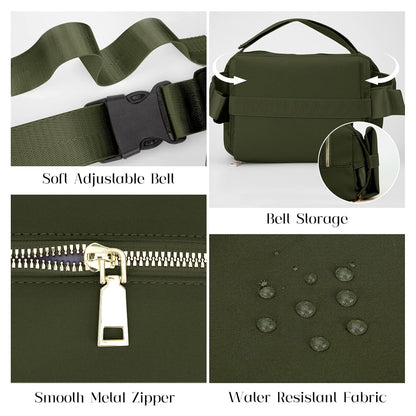 Small Diaper Bag with Portable Changing Pad, Crossbody Diaper Pack with Wipes Pocket, Women Waist Bag for Travel Stroller, Olive Green
