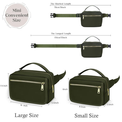 Small Diaper Bag with Portable Changing Pad, Crossbody Diaper Pack with Wipes Pocket, Women Waist Bag for Travel Stroller, Olive Green