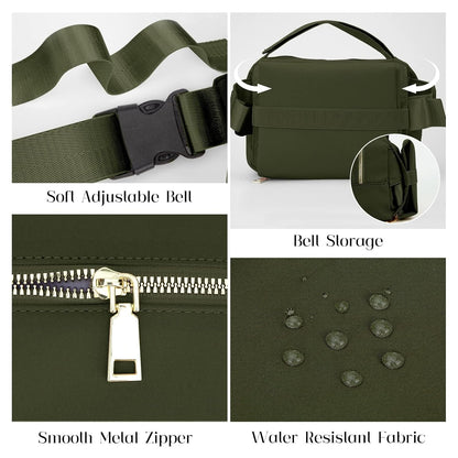 Small Diaper Bag with Portable Changing Pad, Crossbody Diaper Pack with Wipes Pocket, Women Waist Bag for Travel Stroller, Olive Green