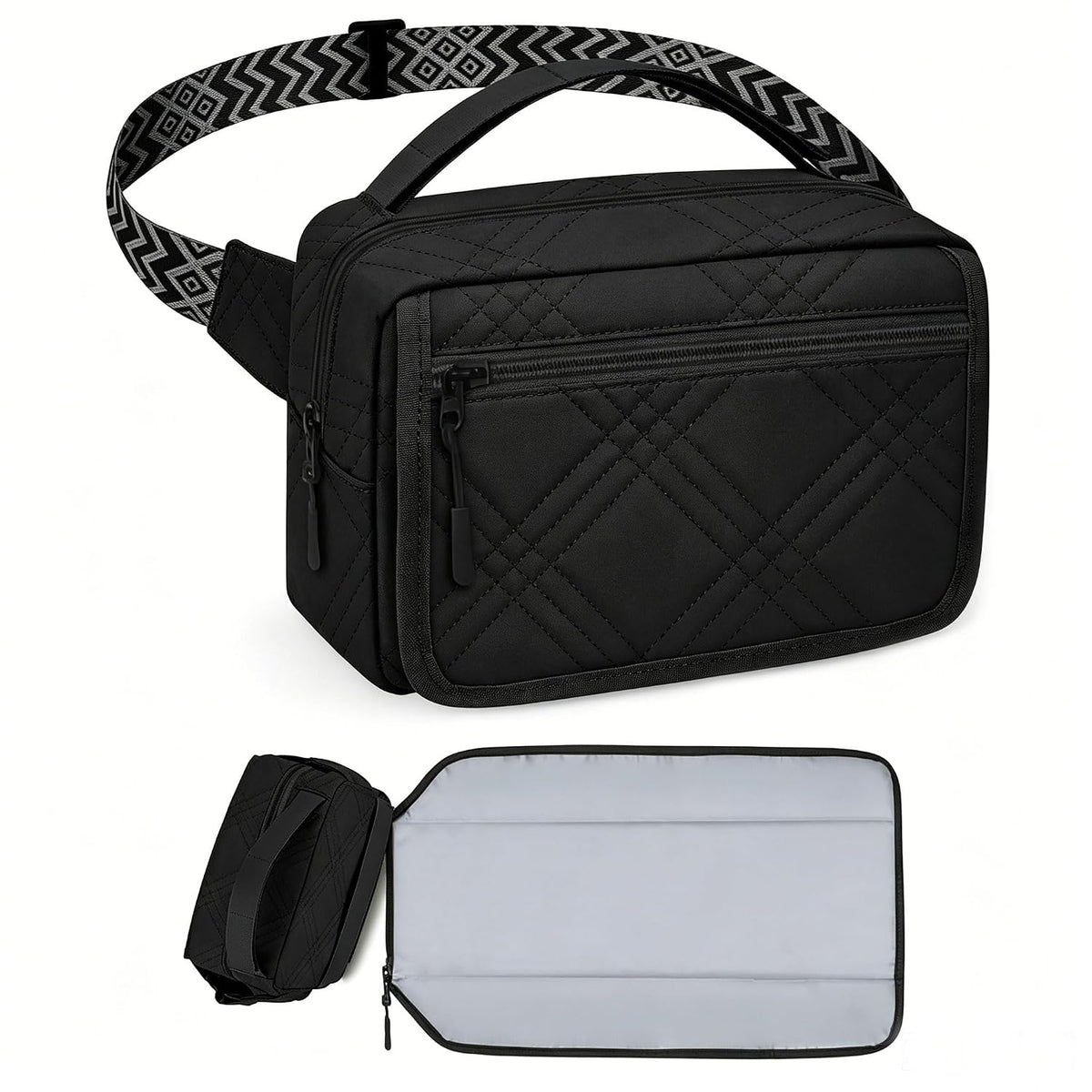 Small Diaper Bag with Portable Changing Pad, Crossbody Diaper Pack with Wipes Pocket, Women Waist Bag for Travel Stroller, Olive Green