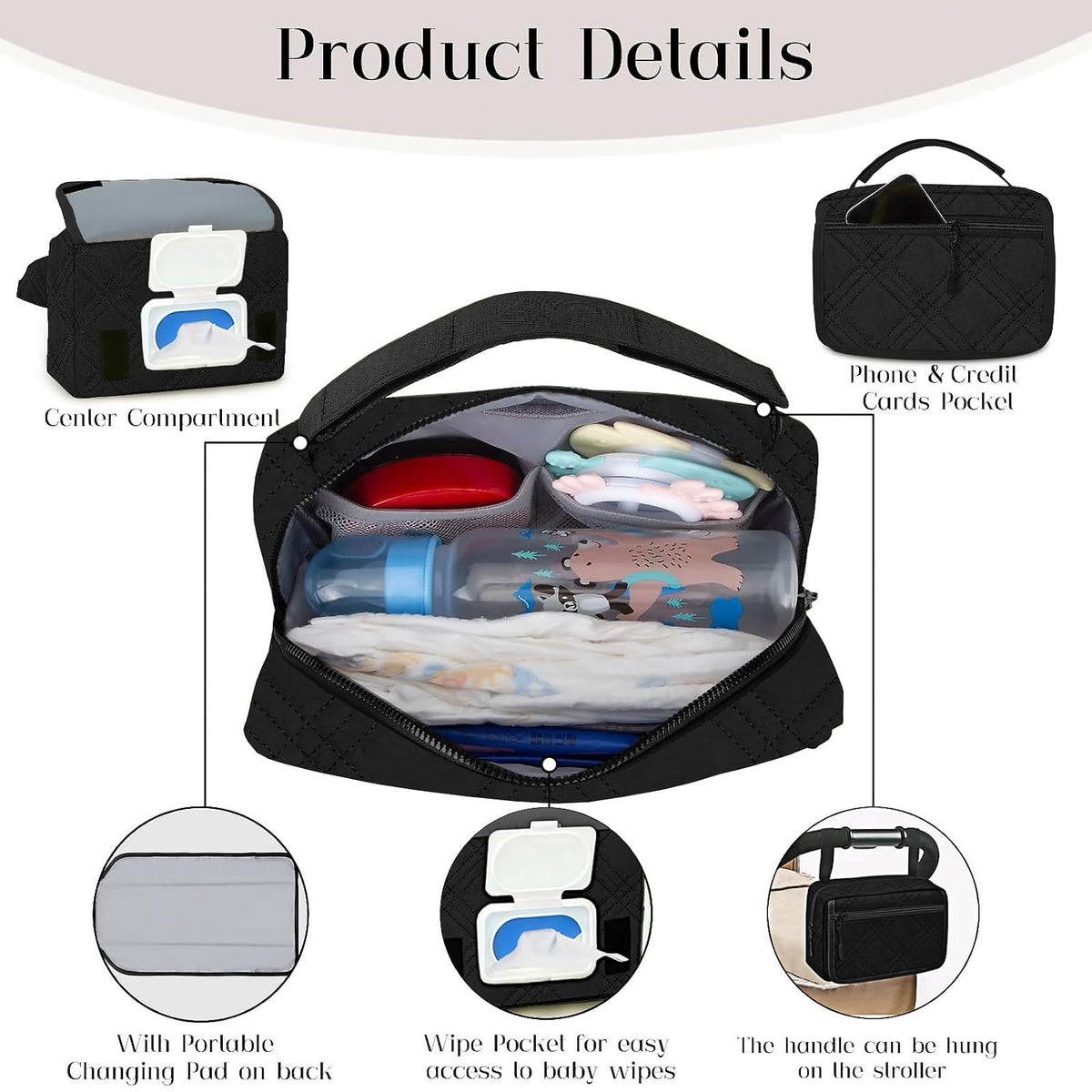 Small Diaper Bag with Portable Changing Pad, Crossbody Diaper Pack with Wipes Pocket, Women Waist Bag for Travel Stroller, Olive Green