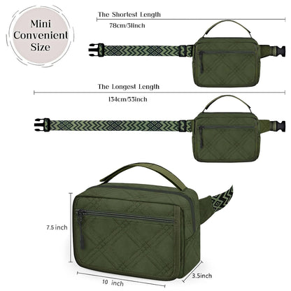 Small Diaper Bag with Portable Changing Pad, Crossbody Diaper Pack with Wipes Pocket, Women Waist Bag for Travel Stroller, Olive Green