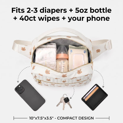 Small Diaper Bag with Portable Changing Pad, Crossbody Diaper Pack with Wipes Pocket, Women Waist Bag for Travel Stroller, Olive Green