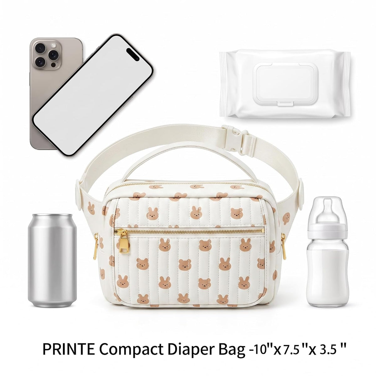 Small Diaper Bag with Portable Changing Pad, Crossbody Diaper Pack with Wipes Pocket, Women Waist Bag for Travel Stroller, Olive Green