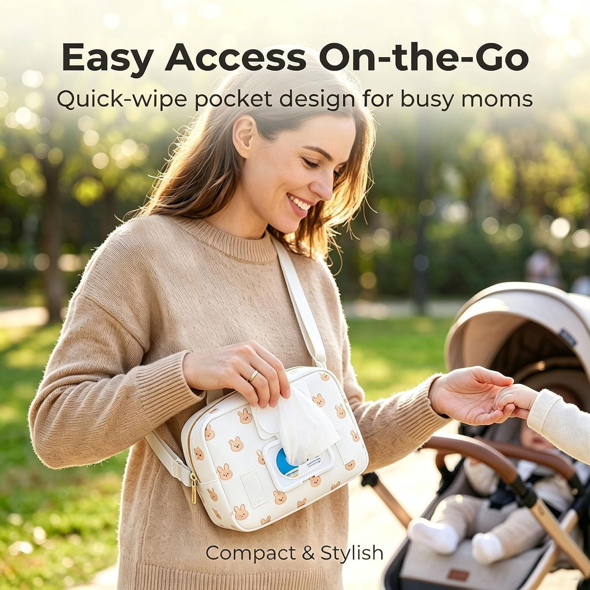 Small Diaper Bag with Portable Changing Pad, Crossbody Diaper Pack with Wipes Pocket, Women Waist Bag for Travel Stroller, Olive Green