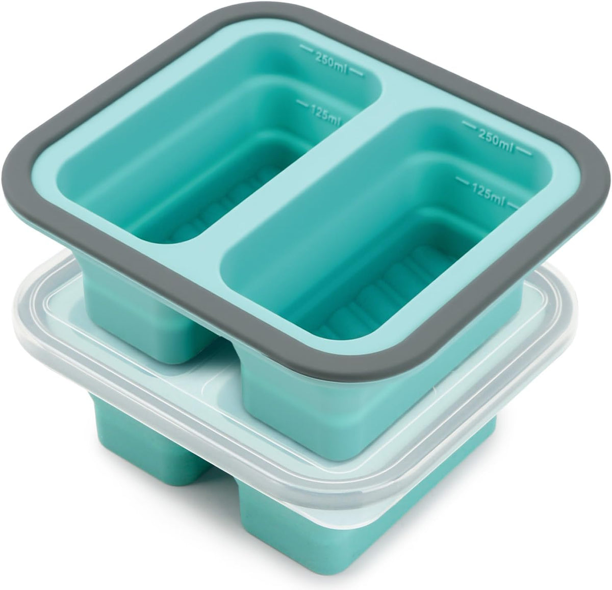 Silicone Freezer Molds with Lids, 2-Cup Soup Container for Freezer Silicon Soup Portion Freeze Trays Ideal for Frozen Broth, Leftovers & Meal Prep, BPA Free 2-Pack-Blue