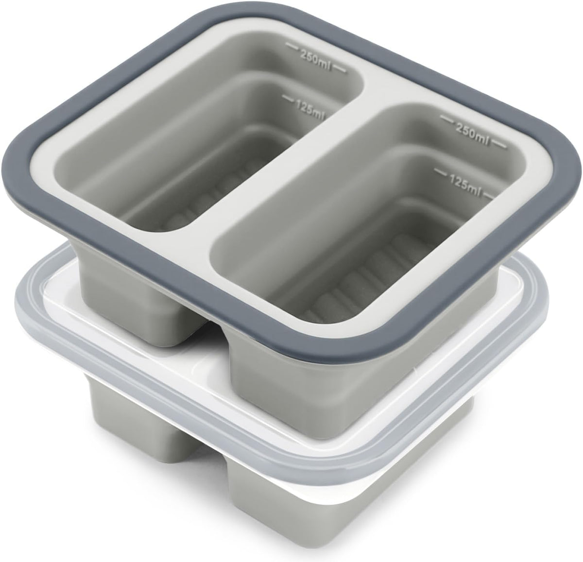 Silicone Freezer Molds with Lids, 2-Cup Soup Container for Freezer Silicon Soup Portion Freeze Trays Ideal for Frozen Broth, Leftovers & Meal Prep, BPA Free 2-Pack-Blue