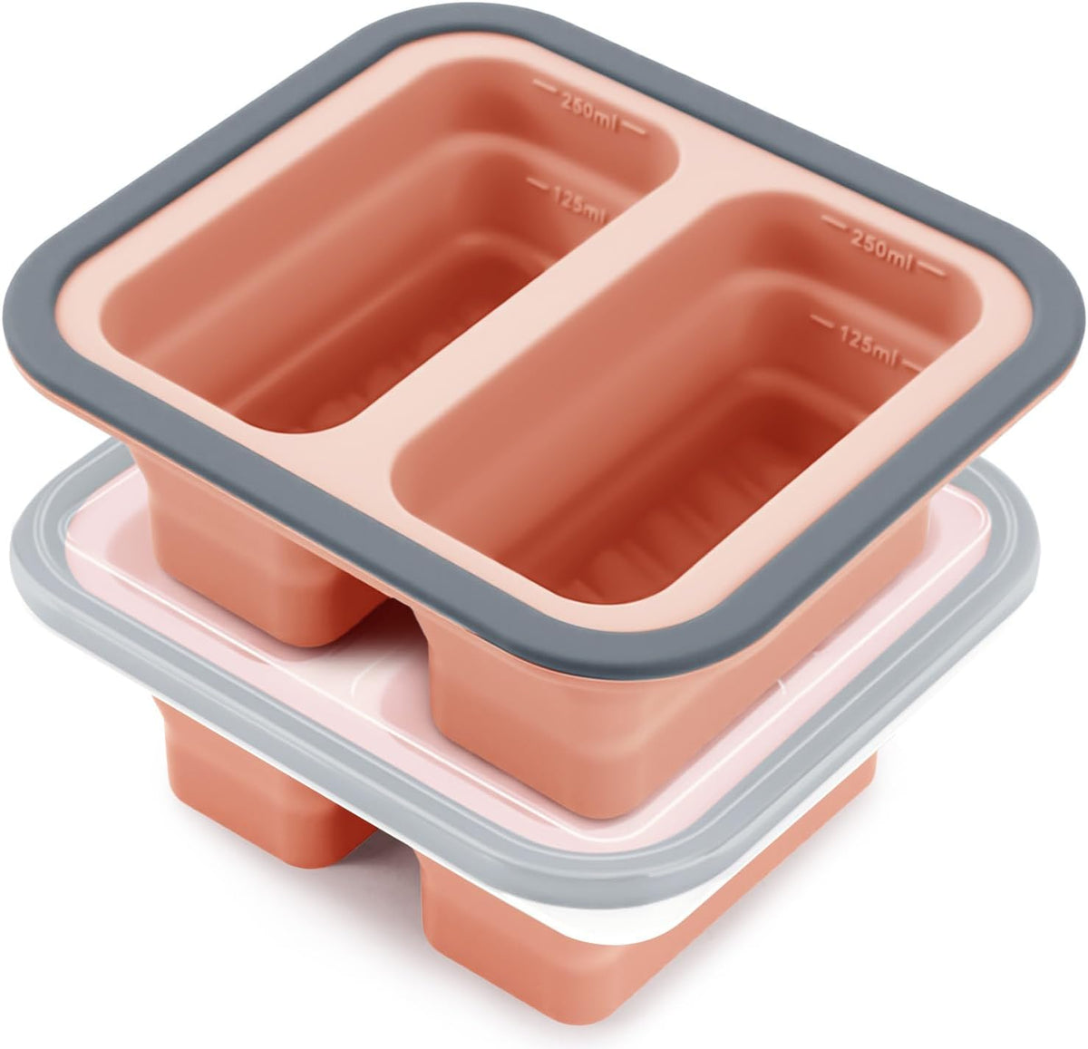 Silicone Freezer Molds with Lids, 2-Cup Soup Container for Freezer Silicon Soup Portion Freeze Trays Ideal for Frozen Broth, Leftovers & Meal Prep, BPA Free 2-Pack-Blue