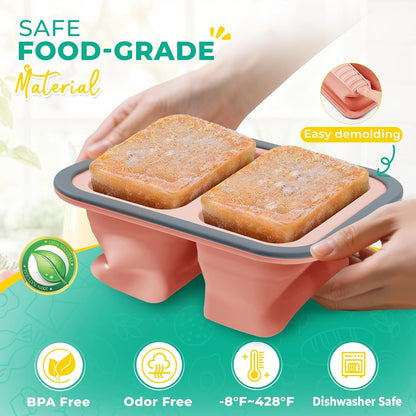 Silicone Freezer Molds with Lids, 2-Cup Soup Container for Freezer Silicon Soup Portion Freeze Trays Ideal for Frozen Broth, Leftovers & Meal Prep, BPA Free 2-Pack-Blue