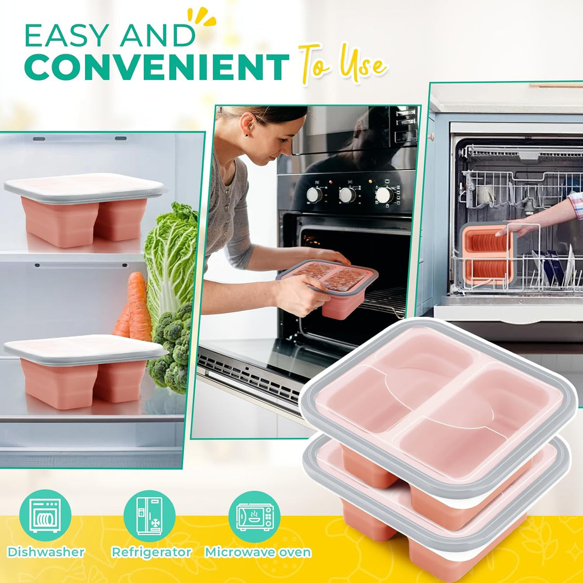 Silicone Freezer Molds with Lids, 2-Cup Soup Container for Freezer Silicon Soup Portion Freeze Trays Ideal for Frozen Broth, Leftovers & Meal Prep, BPA Free 2-Pack-Blue
