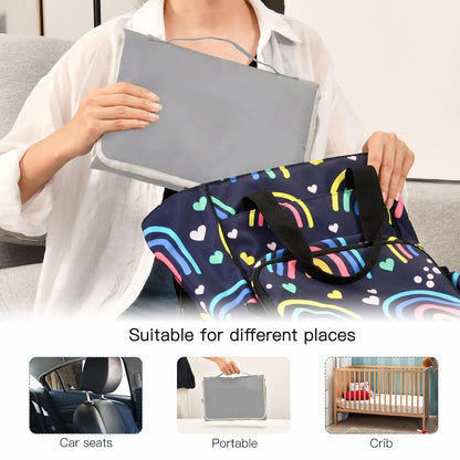 Sport Gray Portable Diaper Changing Pad, Waterproof Baby Changing Mat with Storage Pocket & Built-in Pillow, Foldable Travel Pad, Newborn Gift Set for Boy Girl