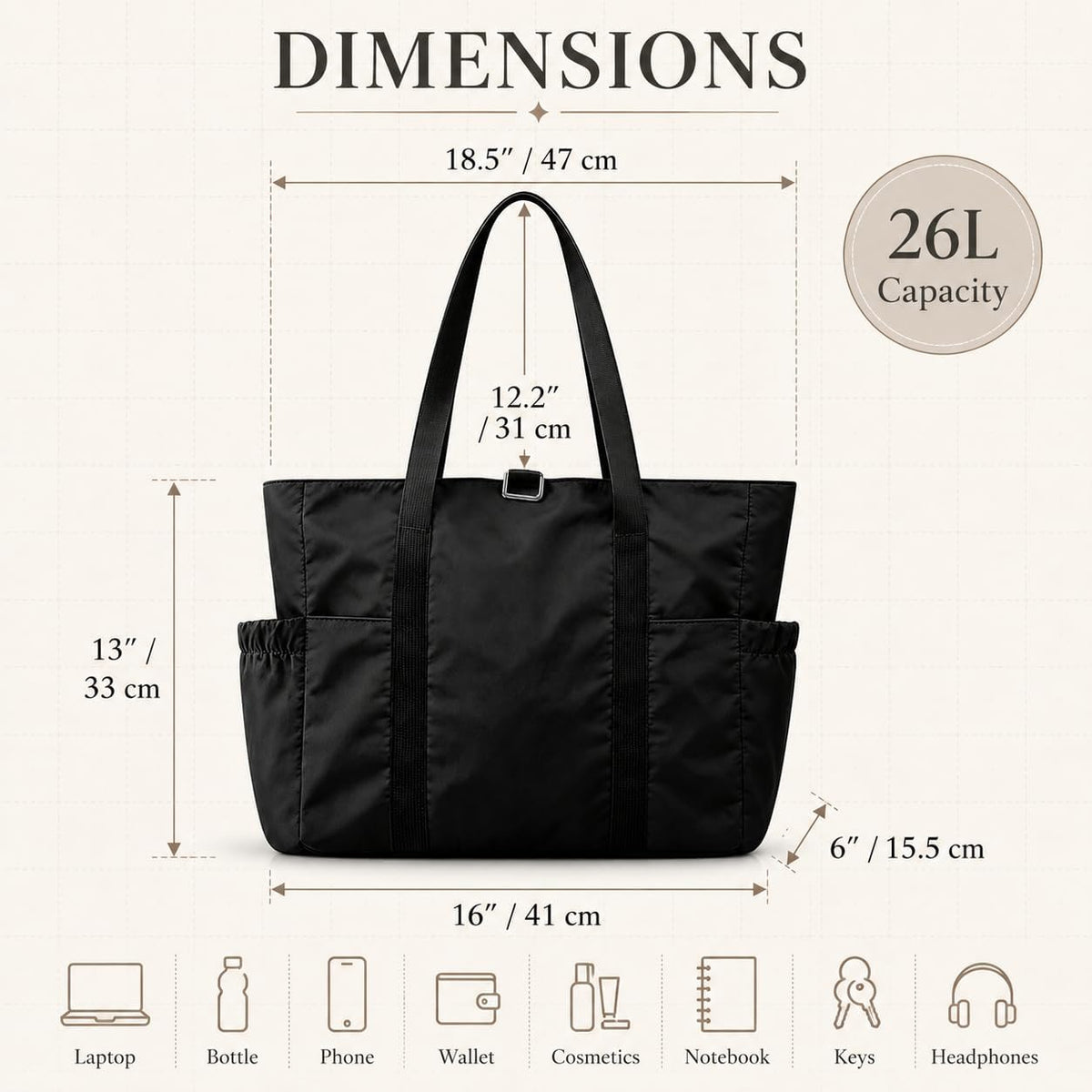 Travel Bags for Women, 26L Capacity Travel Bag, Small Zipper Tote Bag for Work Every Day, Lightweight Shoulder Handbag Hospital Overnight Weekender Bag Travel Essentials