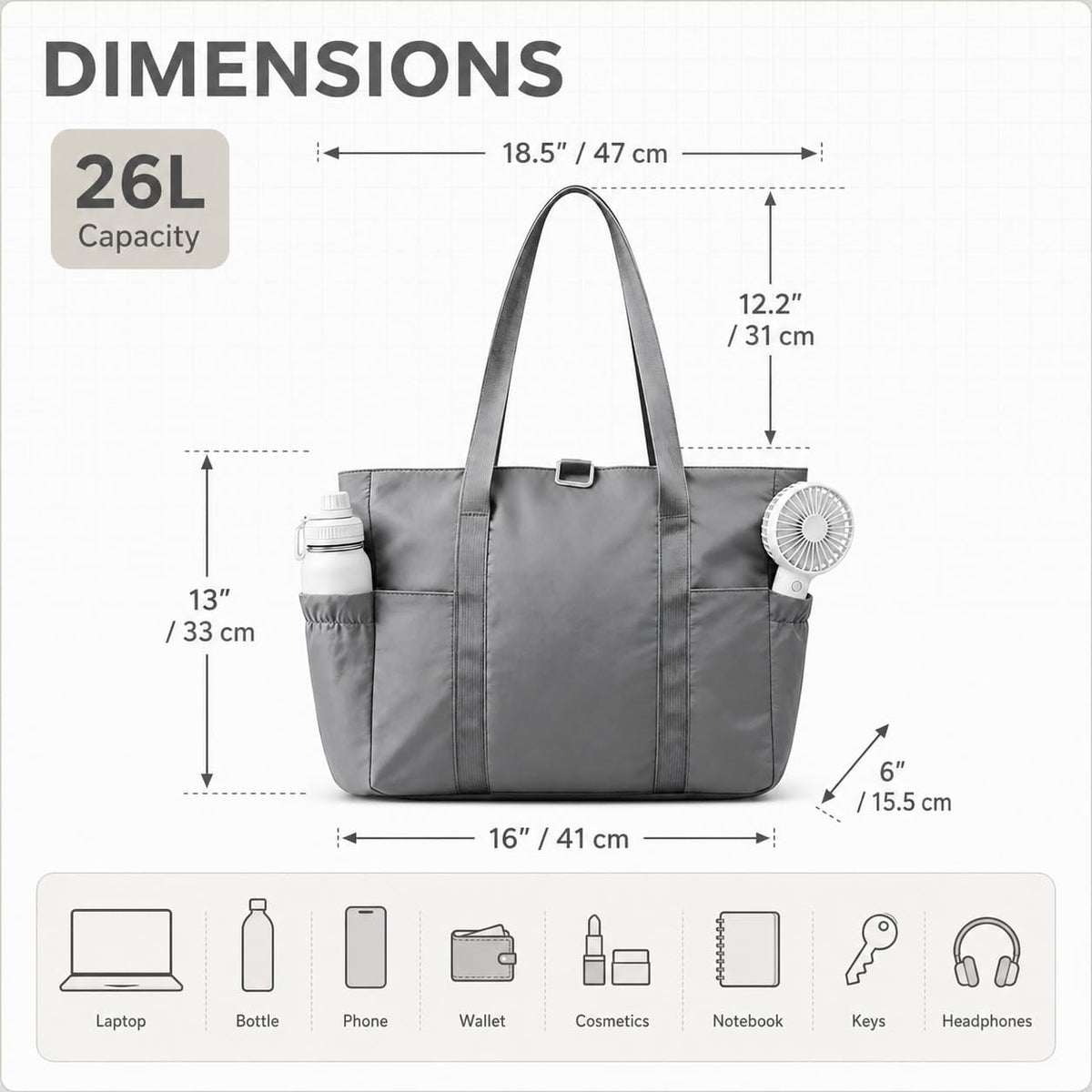 Travel Bags for Women, 26L Capacity Travel Bag, Small Zipper Tote Bag for Work Every Day, Lightweight Shoulder Handbag Hospital Overnight Weekender Bag Travel Essentials