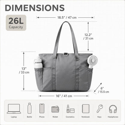 Travel Bags for Women, 26L Capacity Travel Bag, Small Zipper Tote Bag for Work Every Day, Lightweight Shoulder Handbag Hospital Overnight Weekender Bag Travel Essentials