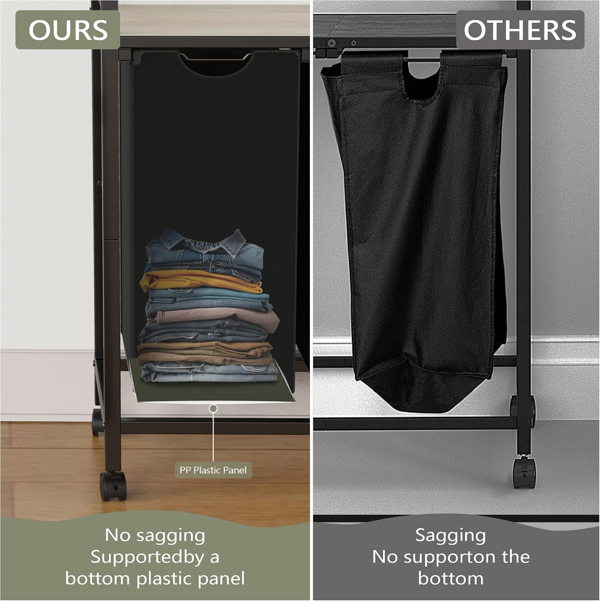 Laundry Hamper, Laundry Basket, Laundry Sorter with 3 Pull-Out and Removable Bags, Shelf, Laundry Room Storage with Table, for Bathroom, Bedroom, 3 x 11.5 Gal (43.4L), Rustic Brown