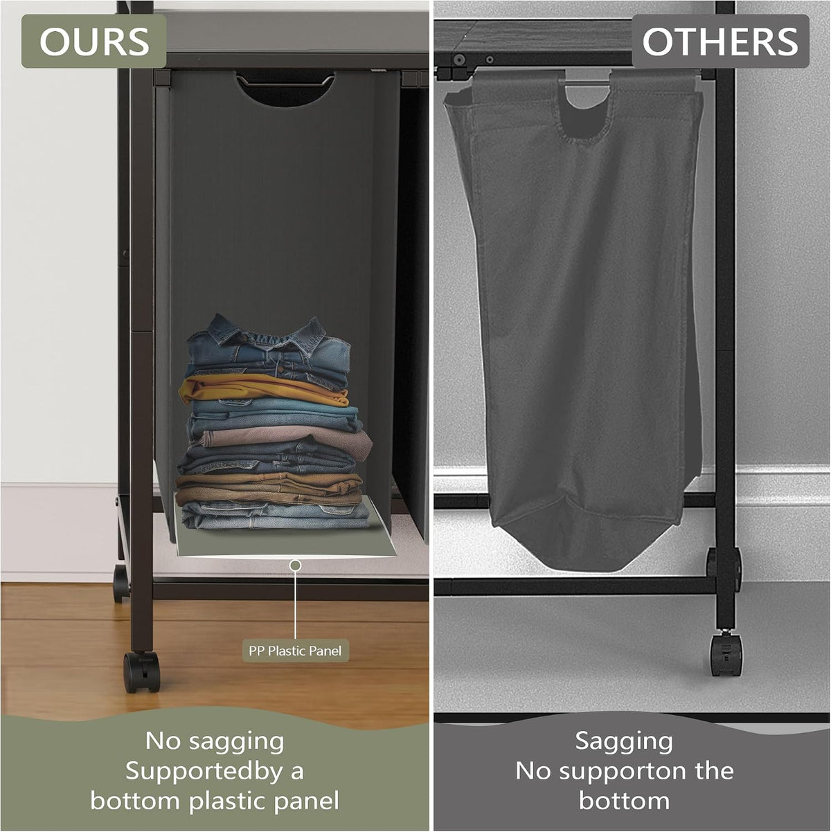 Laundry Hamper, Laundry Basket, Laundry Sorter with 3 Pull-Out and Removable Bags, Shelf, Laundry Room Storage with Table, for Bathroom, Bedroom, 3 x 11.5 Gal (43.4L), Rustic Brown