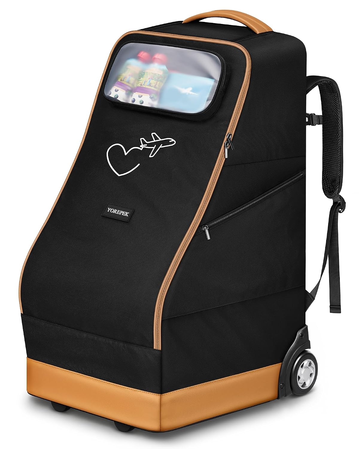 Foldable Car Seat Travel Bag for Airplane with 2 Wheels