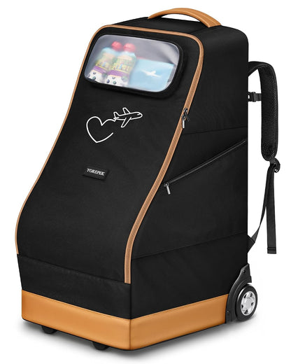 Foldable Car Seat Travel Bag for Airplane with 2 Wheels