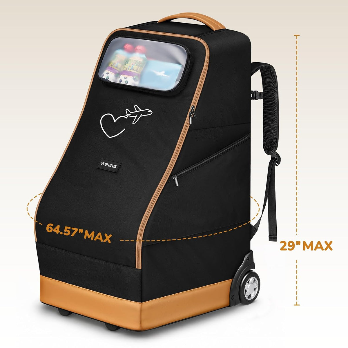Foldable Car Seat Travel Bag for Airplane with 2 Wheels