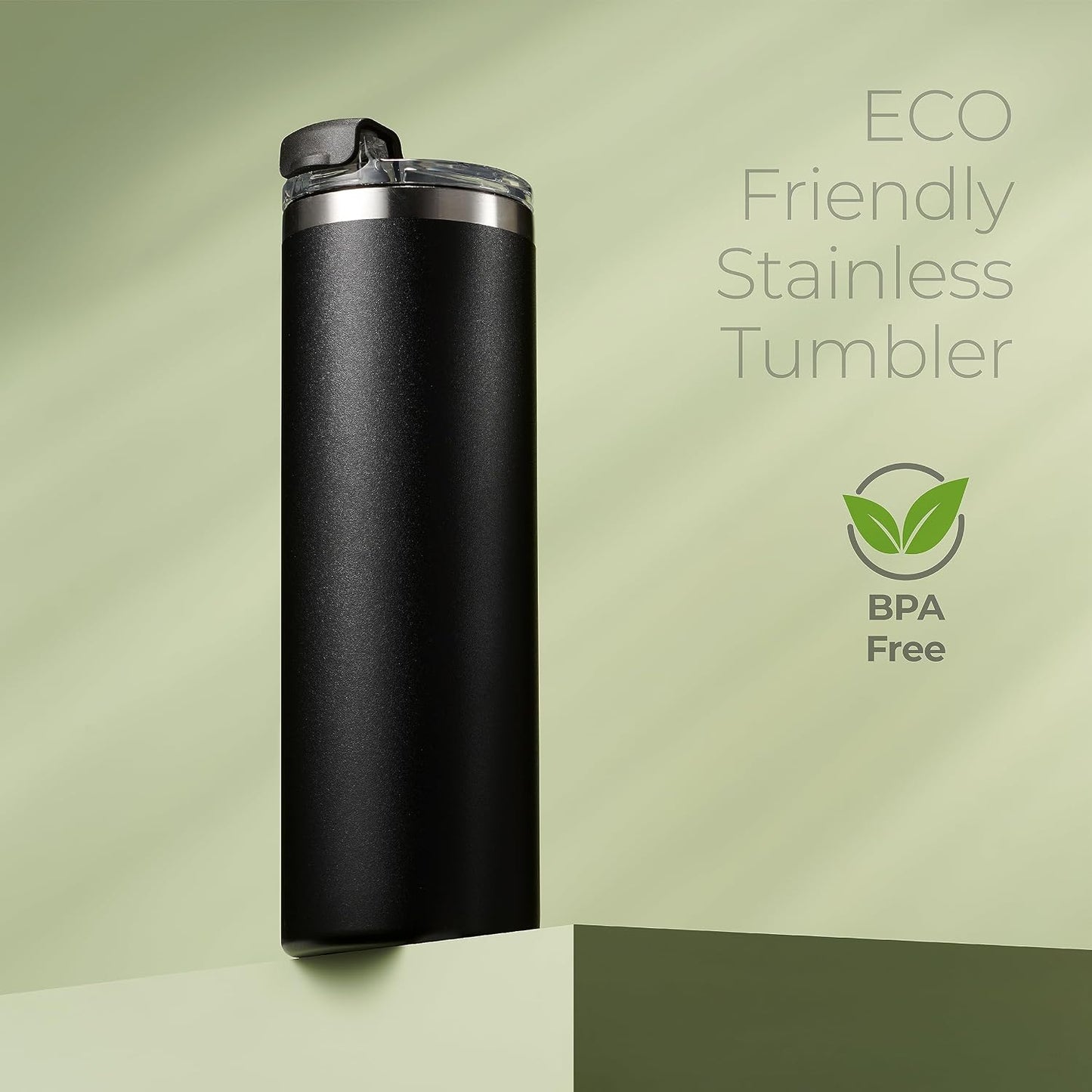 ™ 18 oz Slim Insulated Tumbler with Lid & Straw – Vacuum Insulated Stainless Steel, Leakproof, Cupholder Friendly – Perfect for Iced Coffee, Water & Travel – Lava Grey