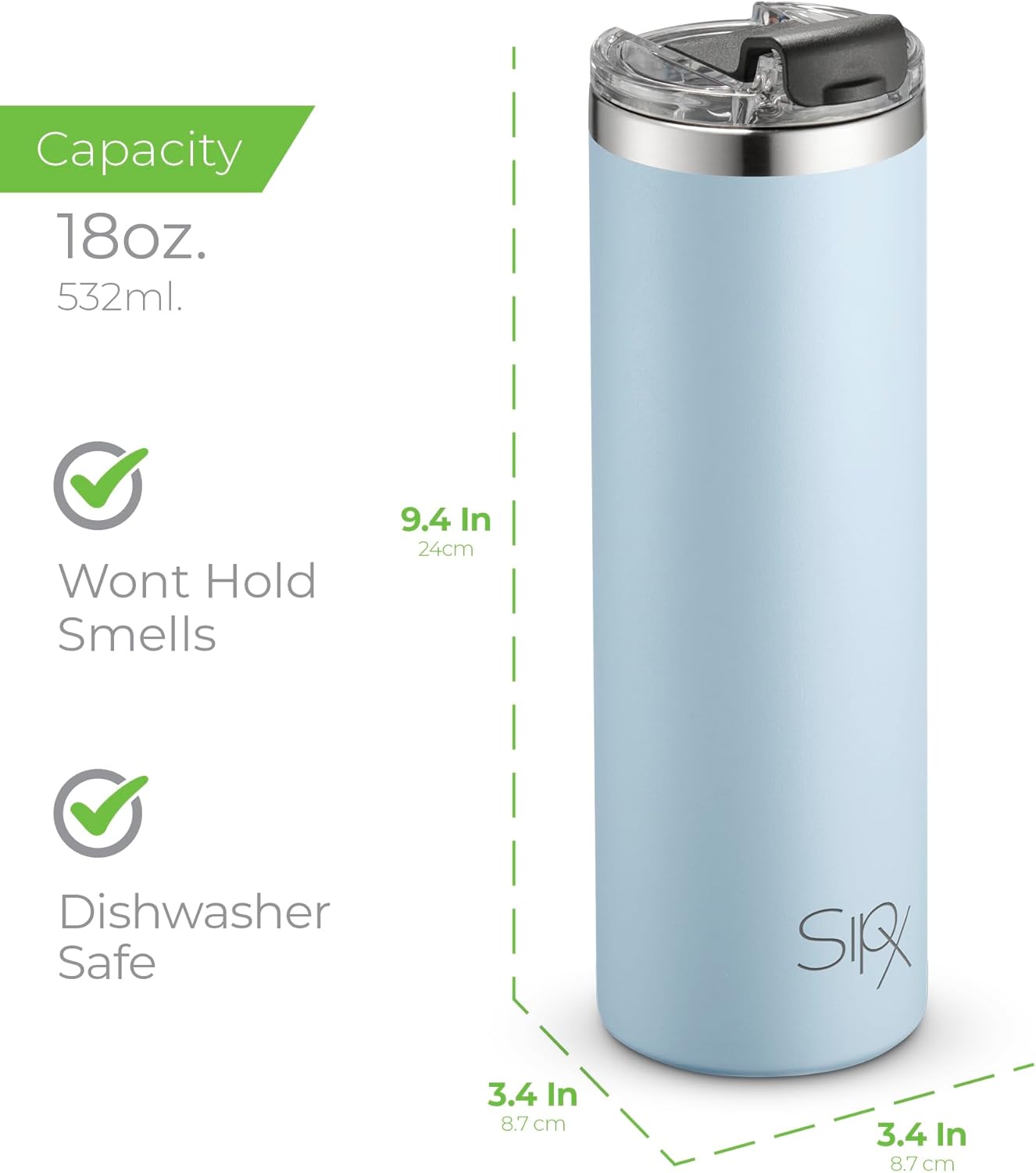 ™ 18 oz Slim Insulated Tumbler with Lid & Straw – Vacuum Insulated Stainless Steel, Leakproof, Cupholder Friendly – Perfect for Iced Coffee, Water & Travel – Lava Grey
