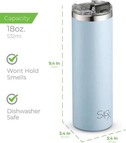 ™ 18 oz Slim Insulated Tumbler with Lid & Straw – Vacuum Insulated Stainless Steel, Leakproof, Cupholder Friendly – Perfect for Iced Coffee, Water & Travel – Lava Grey