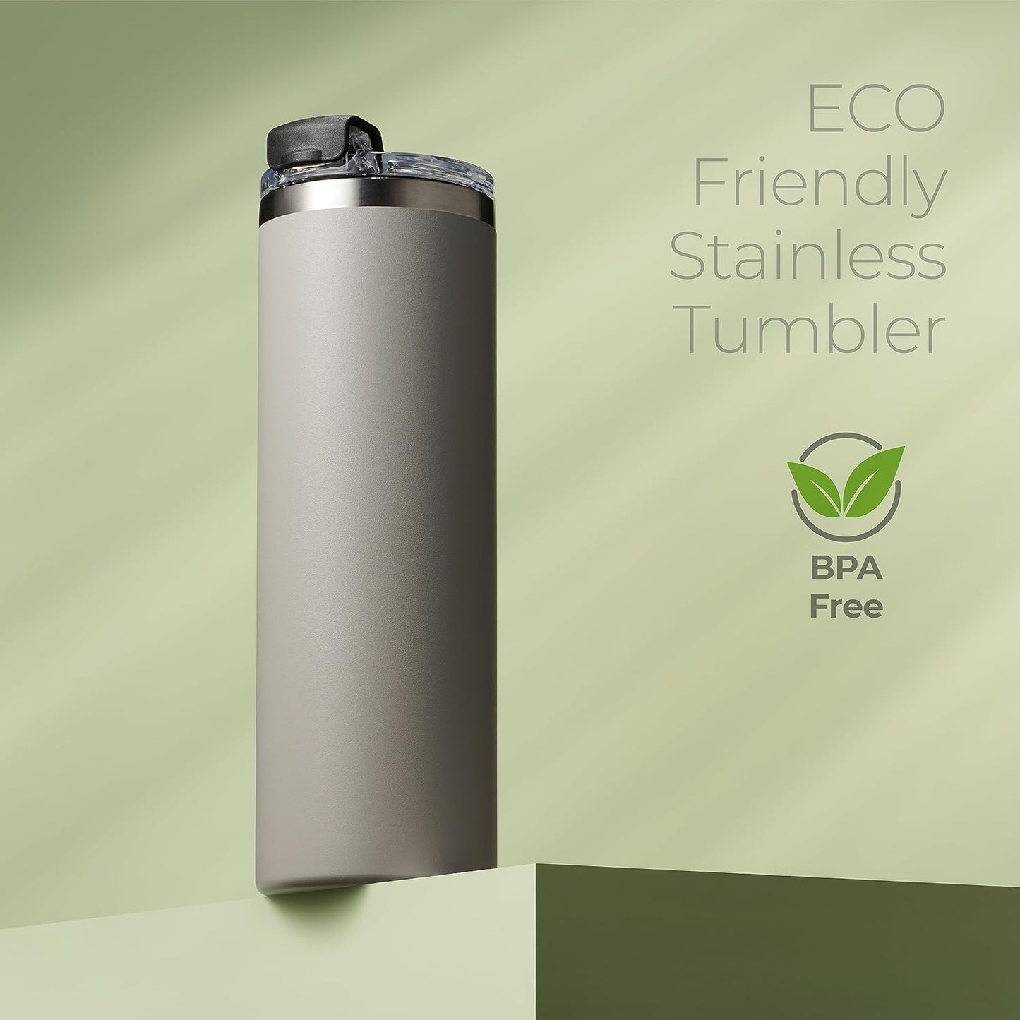 ™ 18 oz Slim Insulated Tumbler with Lid & Straw – Vacuum Insulated Stainless Steel, Leakproof, Cupholder Friendly – Perfect for Iced Coffee, Water & Travel – Lava Grey
