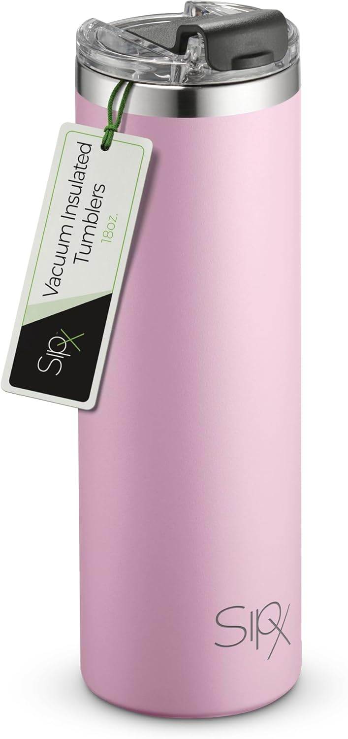 ™ 18 oz Slim Insulated Tumbler with Lid & Straw – Vacuum Insulated Stainless Steel, Leakproof, Cupholder Friendly – Perfect for Iced Coffee, Water & Travel – Lava Grey