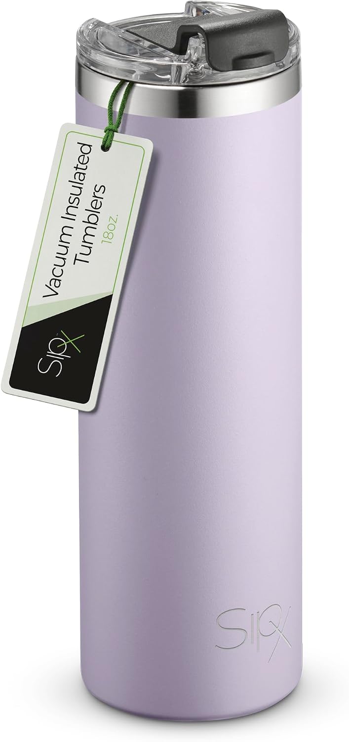 ™ 18 oz Slim Insulated Tumbler with Lid & Straw – Vacuum Insulated Stainless Steel, Leakproof, Cupholder Friendly – Perfect for Iced Coffee, Water & Travel – Lava Grey