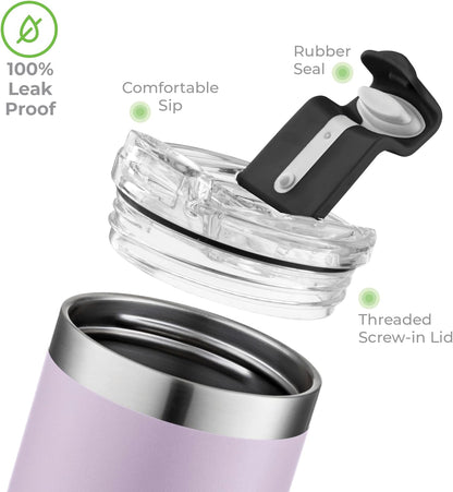 ™ 18 oz Slim Insulated Tumbler with Lid & Straw – Vacuum Insulated Stainless Steel, Leakproof, Cupholder Friendly – Perfect for Iced Coffee, Water & Travel – Lava Grey
