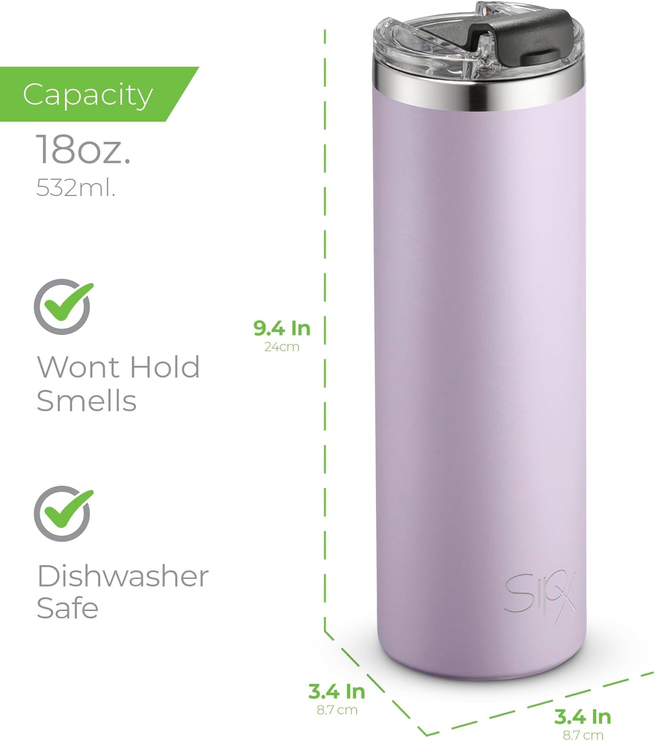 ™ 18 oz Slim Insulated Tumbler with Lid & Straw – Vacuum Insulated Stainless Steel, Leakproof, Cupholder Friendly – Perfect for Iced Coffee, Water & Travel – Lava Grey