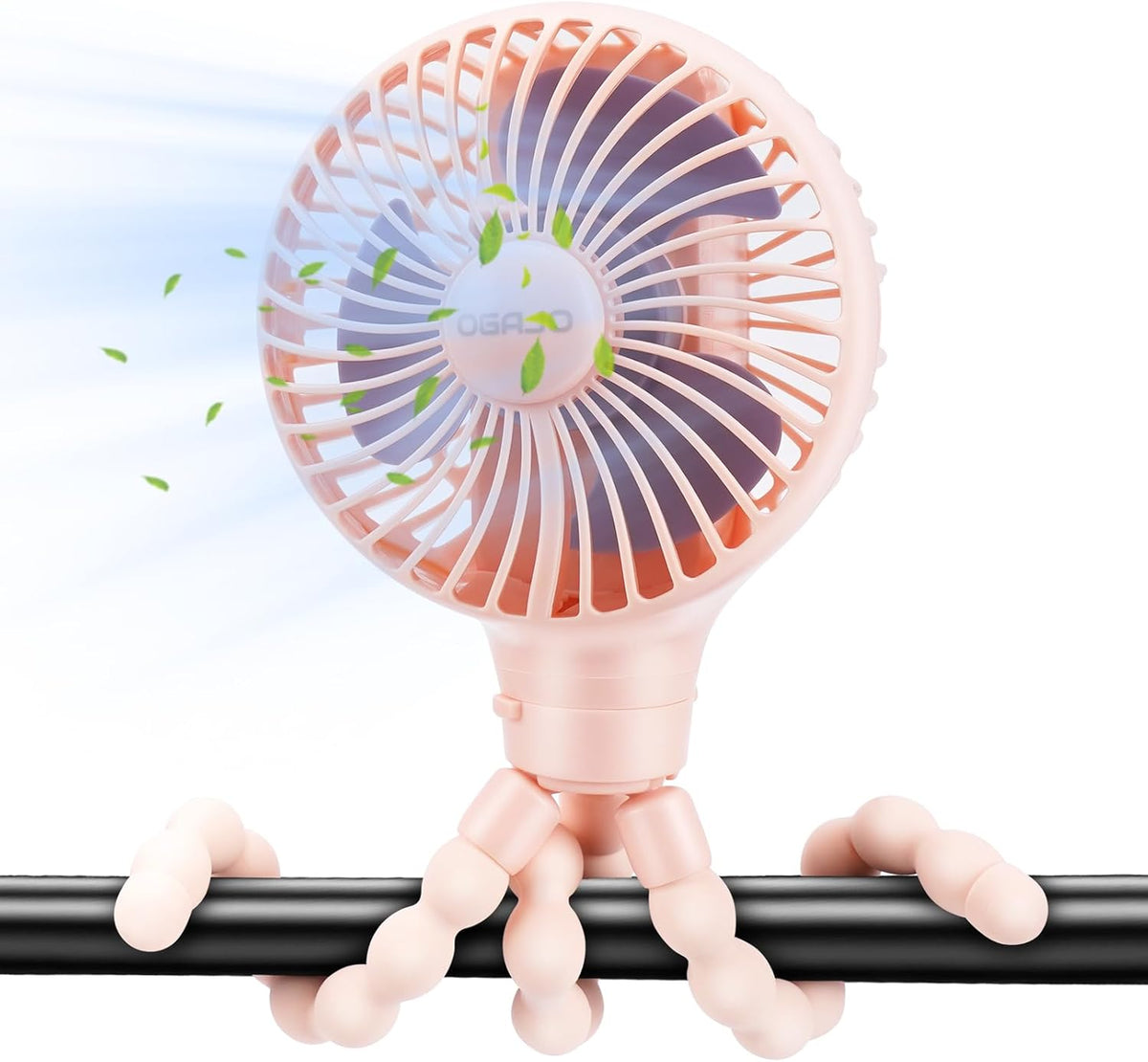 Automatic Oscillating Stroller Fan, With Detachable Tripod and 180° Rotate Portable Personal Small Mini Rechargeable USB Car Seat Clip on Fan for Crib Office Treadmill Bike Travel