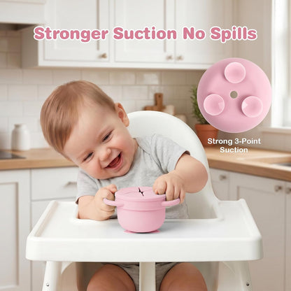 2 Pack Snack Cups for Toddlers Spill Proof - Detachable Stainless Steel Toddler Snack Cups with Silicone Lids & Handles - Dishwasher Safe Snack Container for Mess-Free Snacking（Blue-purple and Green)